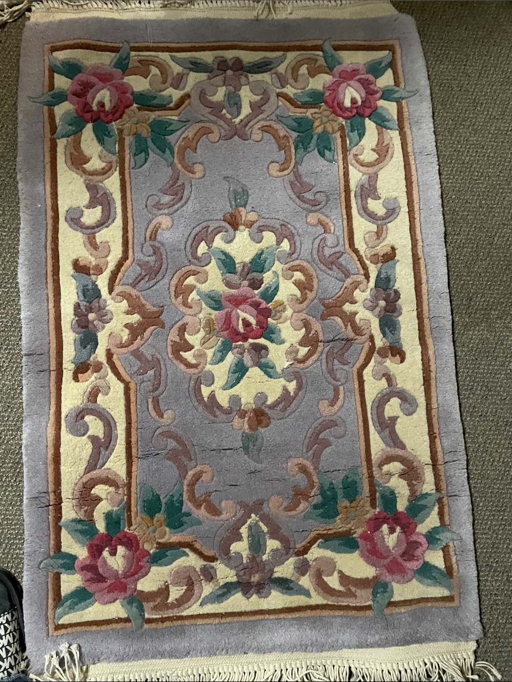 Floral Botanical Area Rug in Lavender, Cream & Rose